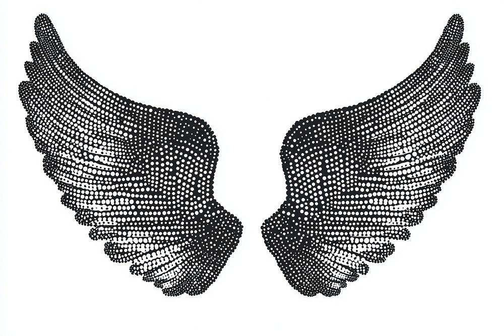 Angel wings art black white.