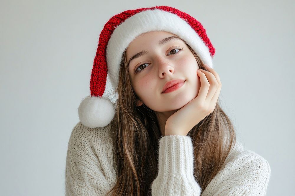 British girl portrait christmas sweater.