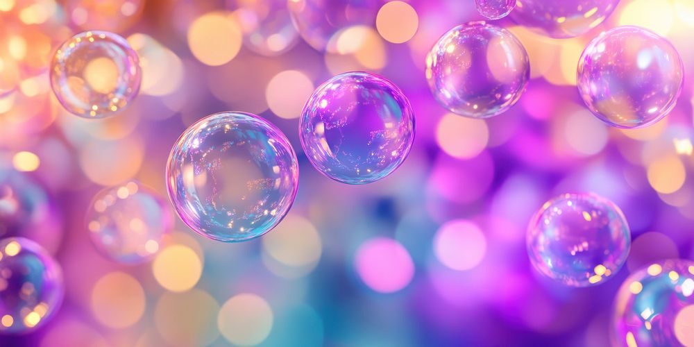 Colorful abstract background with vibrant soap bubbles floating in the air colorful colors bokeh.