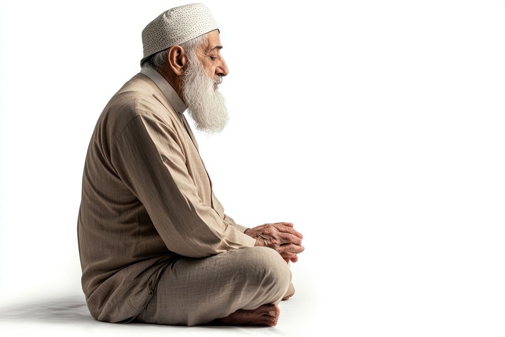 Muslim old ma praying background sitting person.