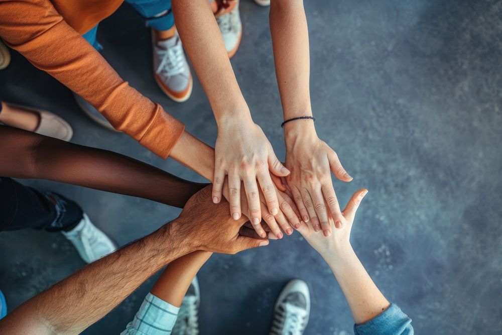 Diversity people stacking hands together person collaboration collaborative.