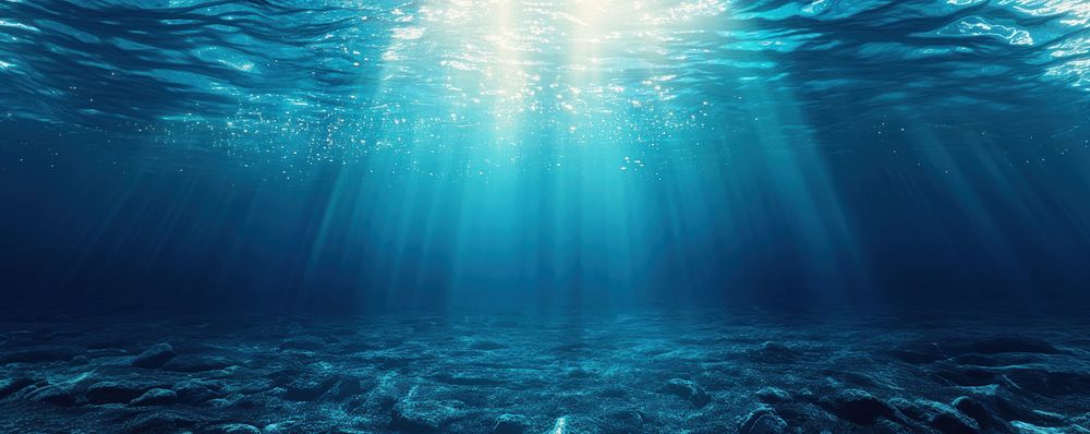 Underwater background with sunlight shining through the water surface underwater nature marine.