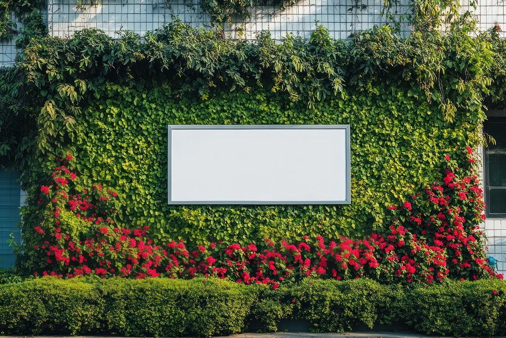 Empty sign on wall outdoors garden nature.