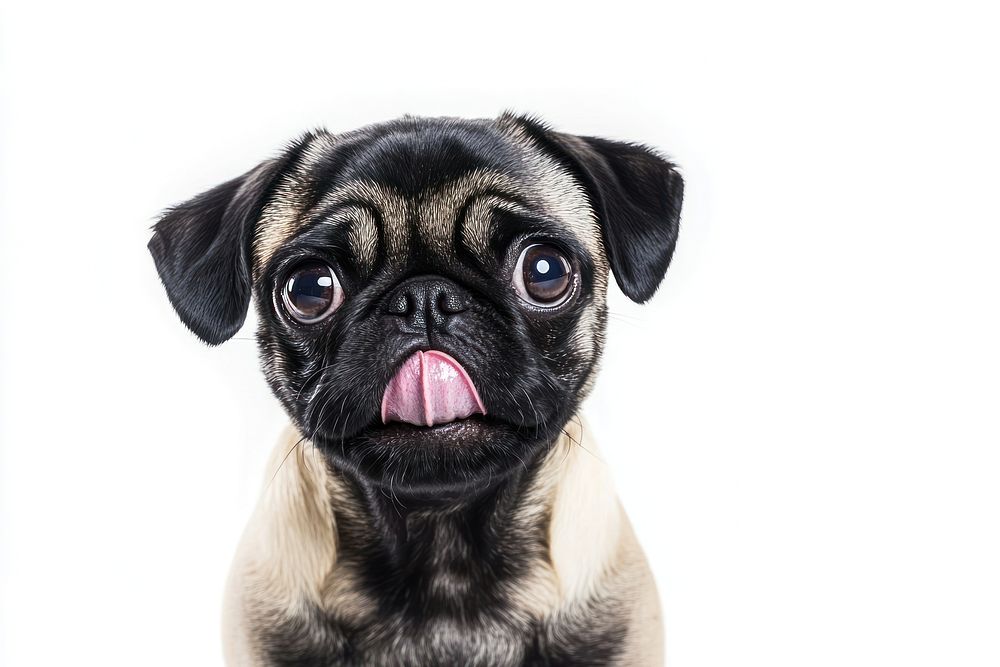 Pug licking its lips animal dog pet.