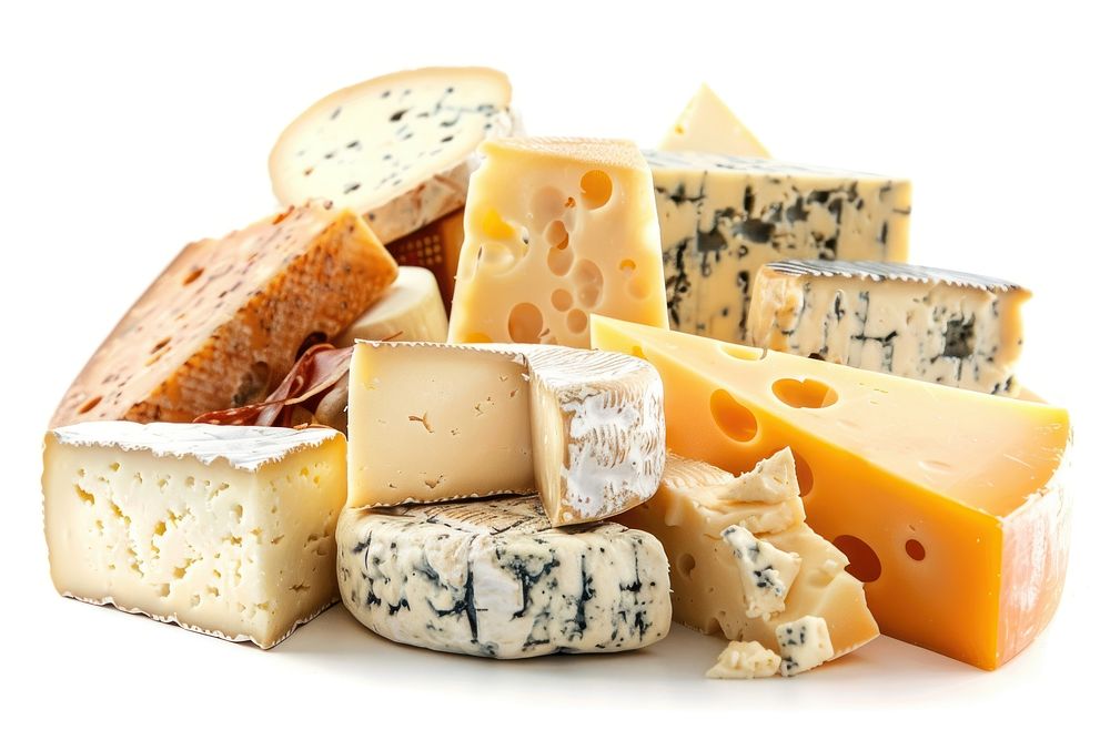 Cheese products food ingredients assortment.