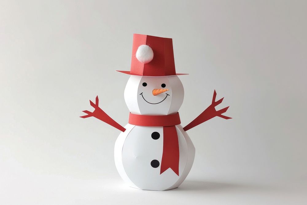 Happy jolly snowman winter paper craft.