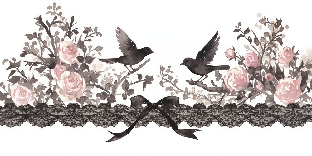 2 black bird birds art illustration.