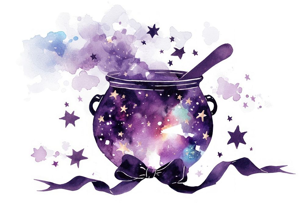 Magic cauldron purple illustration witchcraft.