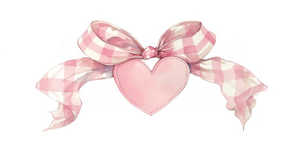 Heart in center watercolor symbol ribbon.