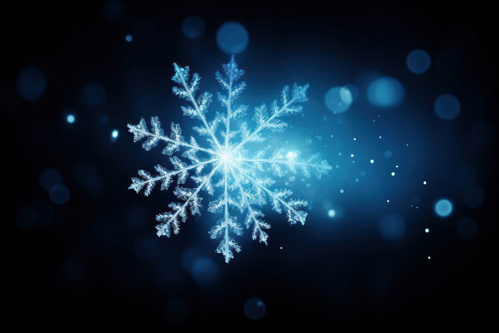 Snowflakes sparkle light glitter background blue art.