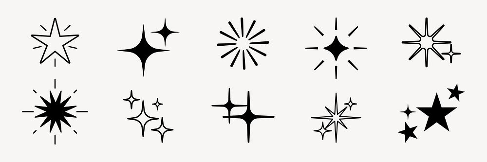 Shine star sparkle vector set. Sparkle star icons. Shine icon. Stars sparkle doodles vector. Set sparkles star symbols…