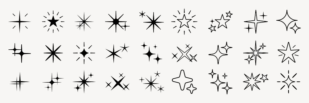 Shine star sparkle vector set. Sparkle star icons. Shine icon. Stars sparkle doodles vector. Set sparkles star symbols…