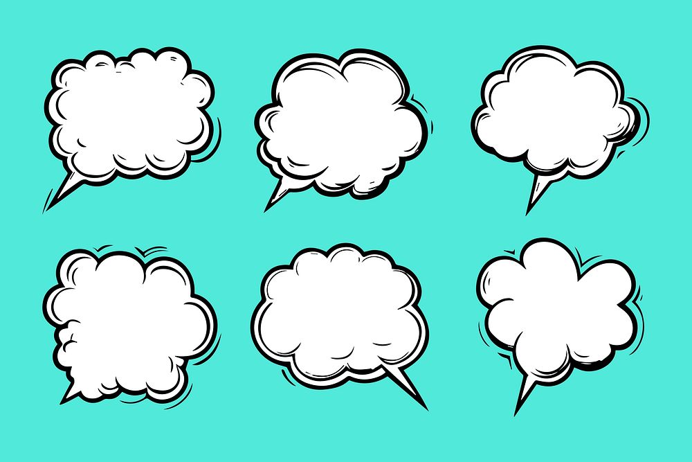 Doodle speech bubble illustration set vector