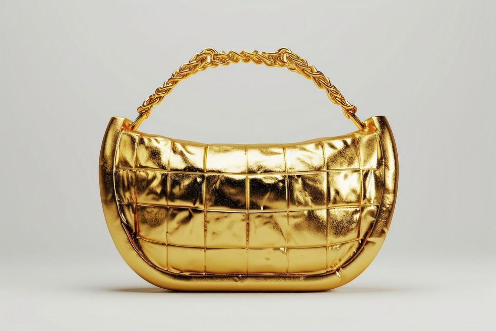 Female bag handbag shiny gold.