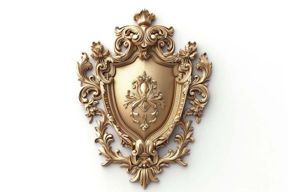 Luxury Shield jewelry gold white background.