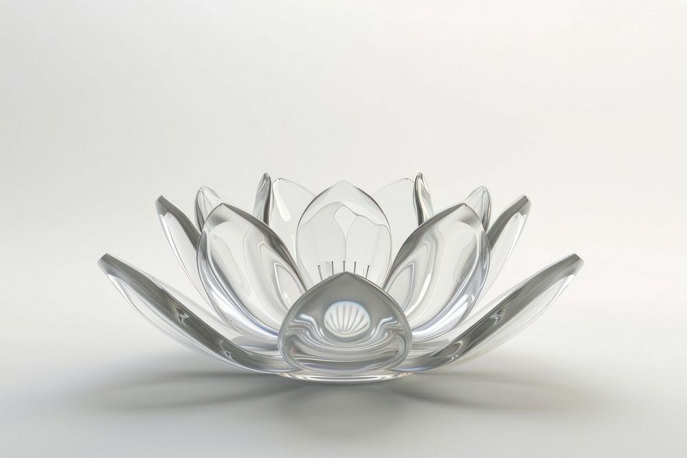 3d render of lotus shape glass pottery bowl.