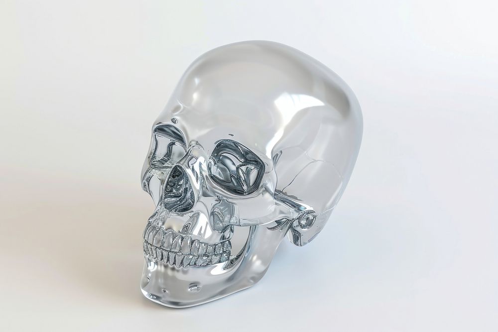 3d render of skull silver helmet.