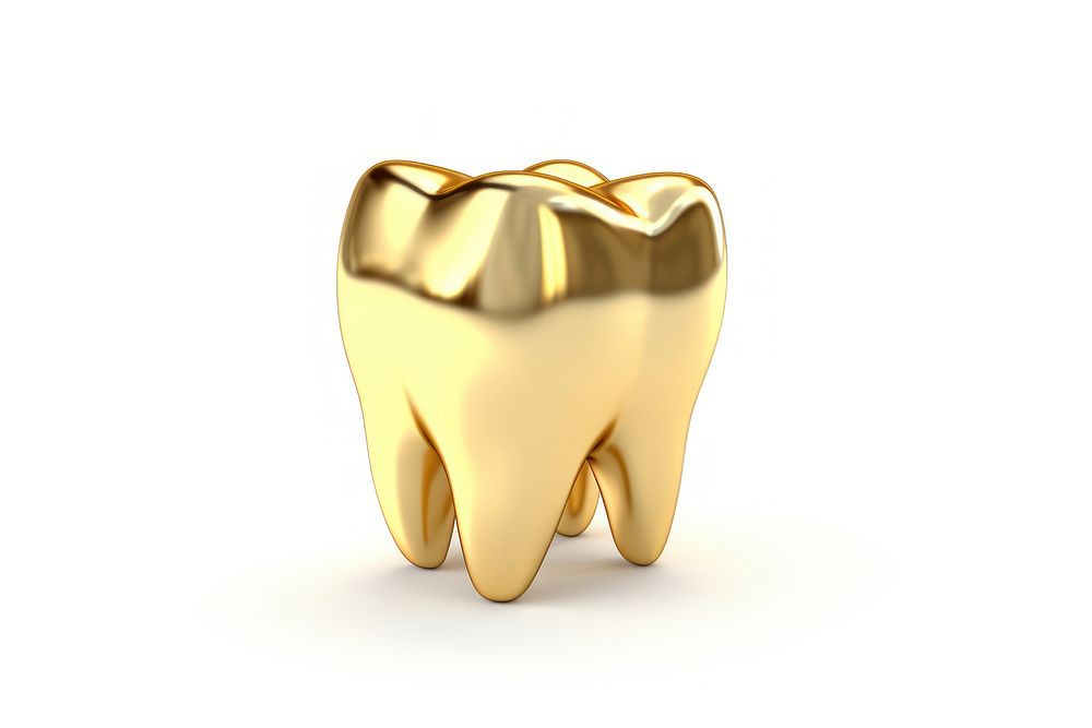 Tooth gold white background toothbrush.