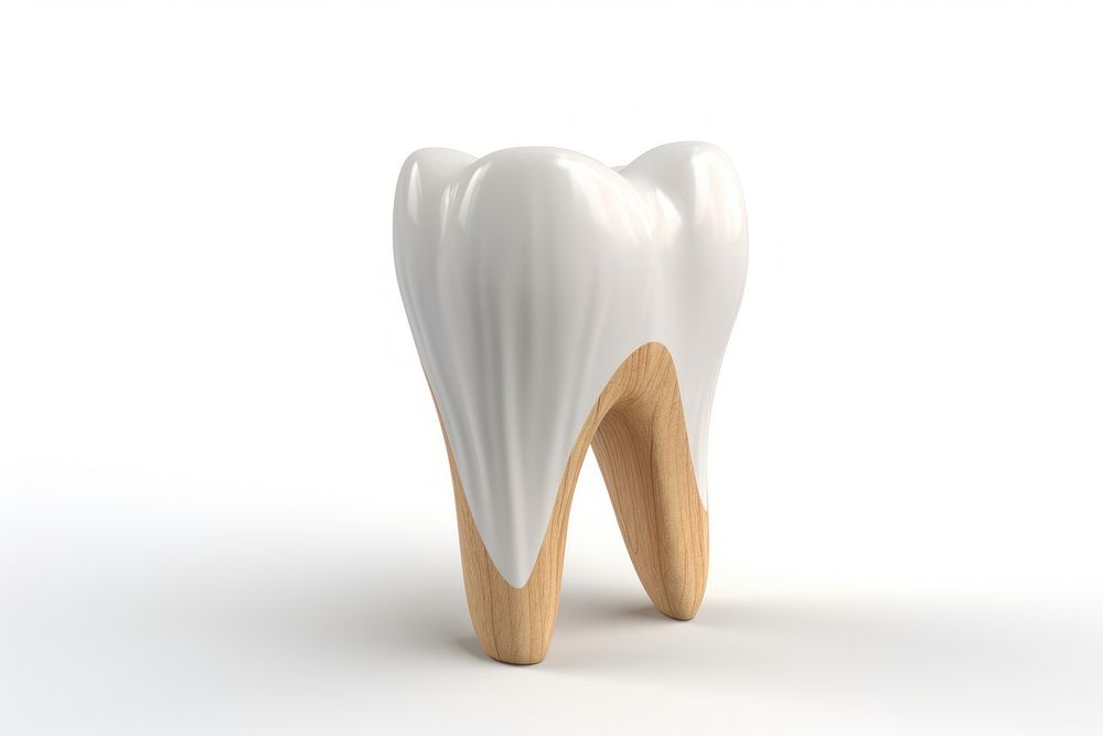 Tooth white wood white background.