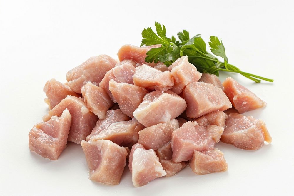 Chicken diced fillet herbs meat food.
