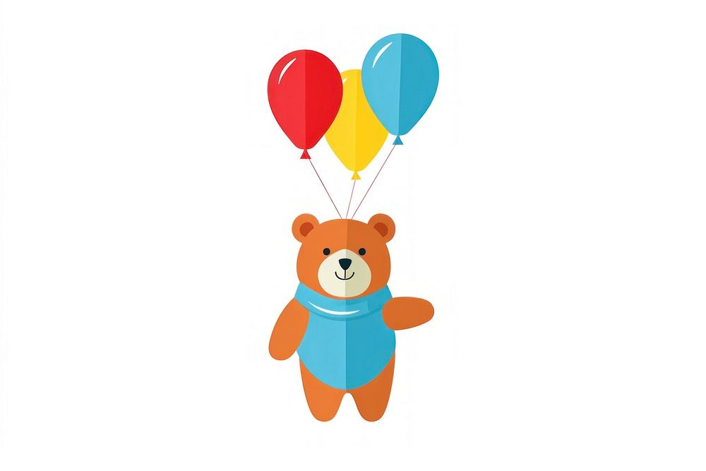 Circus bear balloon cute white background. AI generated Image by rawpixel.