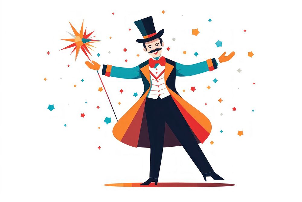 Circus magician adult white background celebration. AI generated Image by rawpixel.