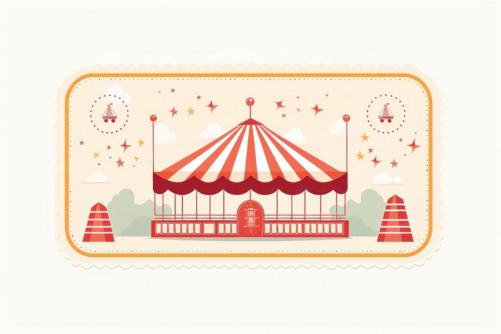 Circus ticket carousel fun architecture. AI generated Image by rawpixel.