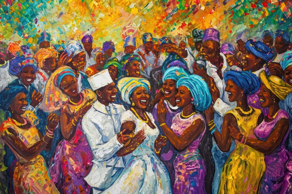African wedding tradition painting smiling.