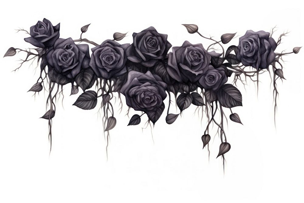 Black roses drawing flower nature.