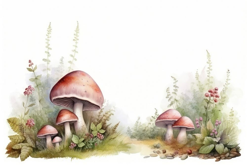 Mushrooms painting nature fungus.