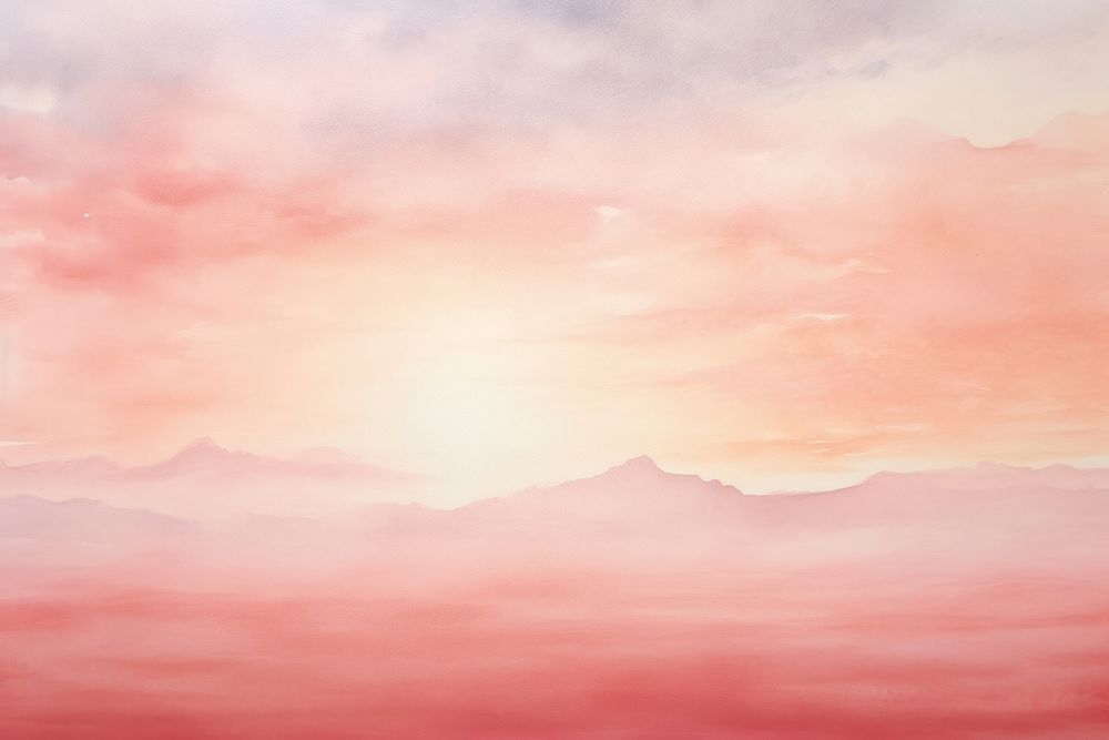 Red sky nature landscape painting.