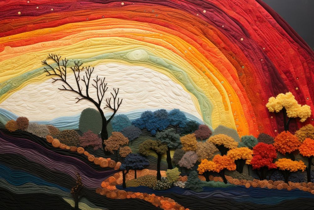 Rainbow landscape painting pattern.