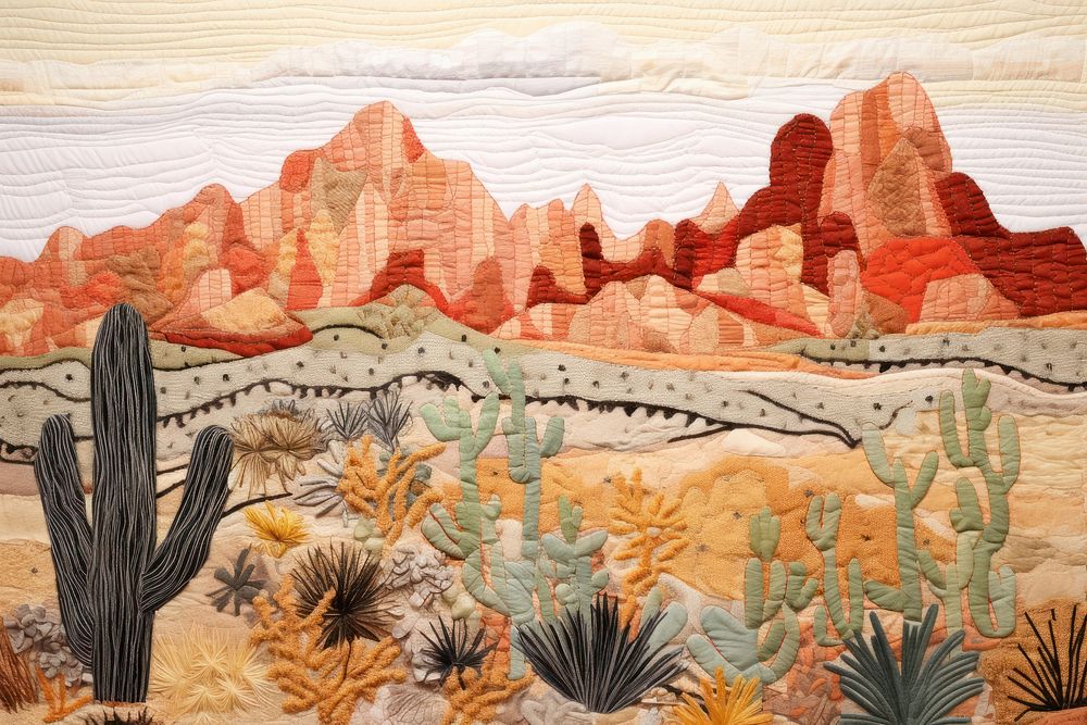 Desert landscape pattern quilt.