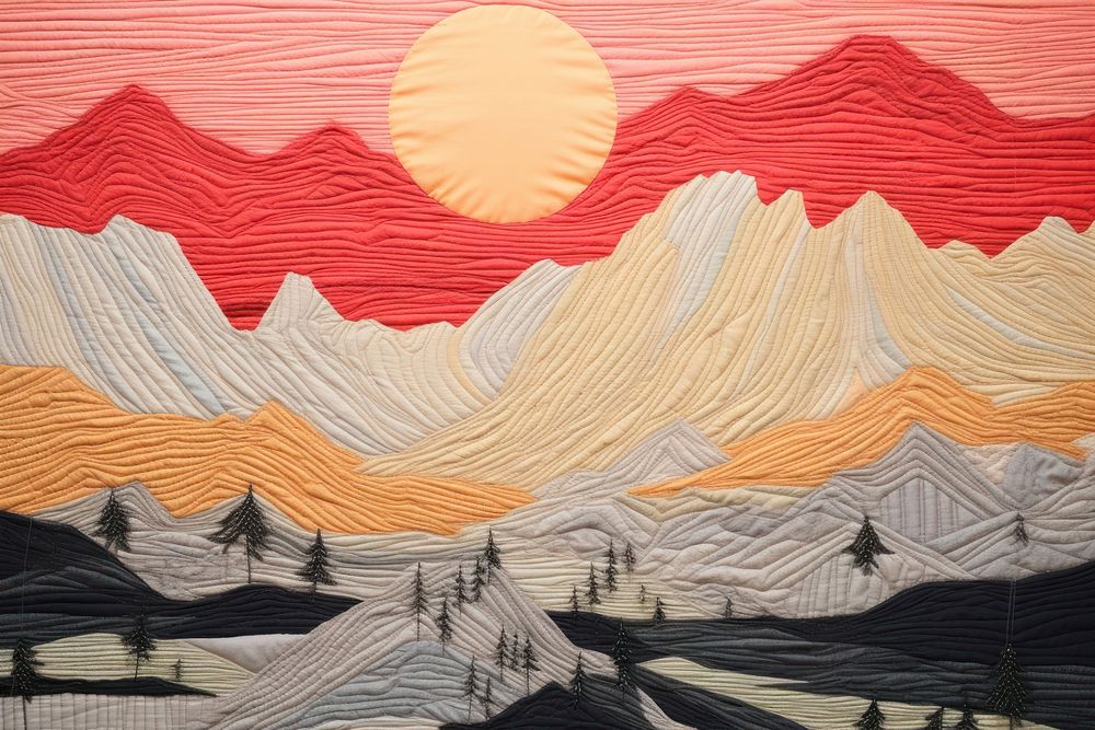 Sunset landscape painting pattern.