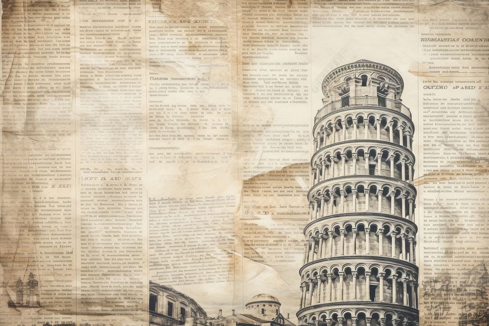 Leaning tower of Piza border architecture newspaper building.
