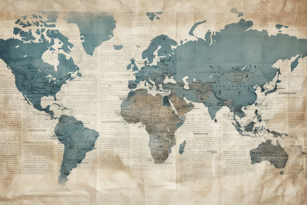 World map border backgrounds newspaper | Premium Photo Illustration ...