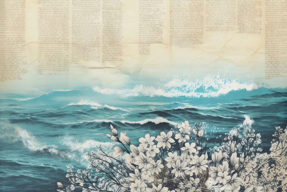 Ocean wave border outdoors nature paper.