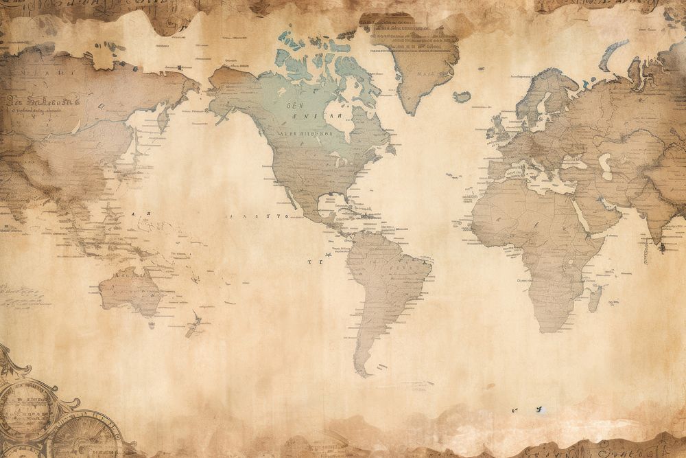 World map border backgrounds paper topography.
