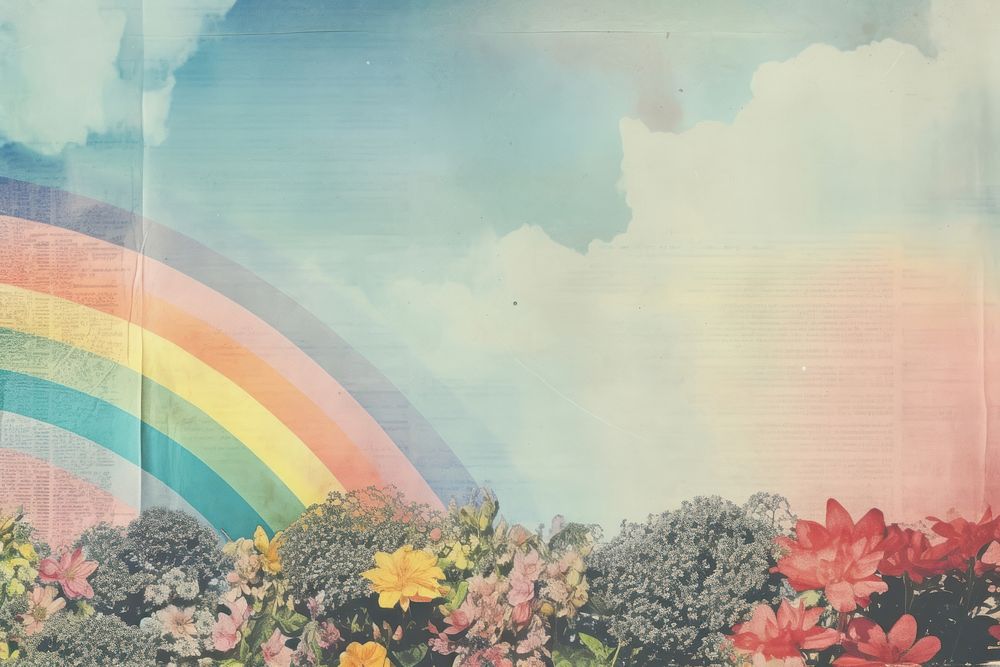 Rainbow in the sky border backgrounds outdoors painting.