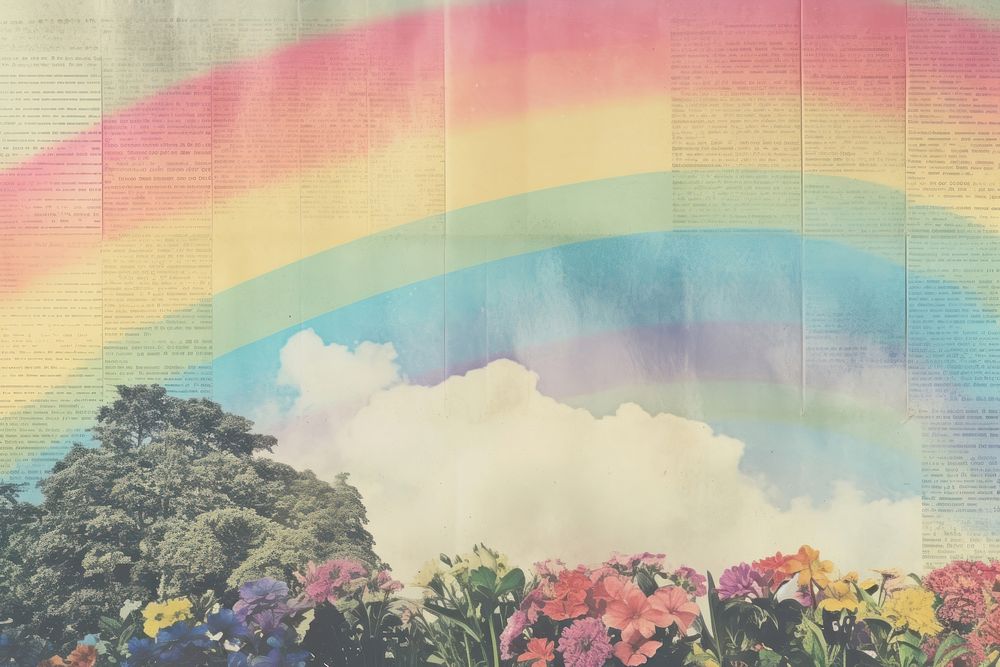 Rainbow in the sky border backgrounds painting outdoors.