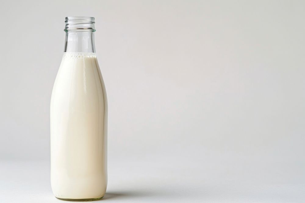 Bottle of milk dairy drink white background.