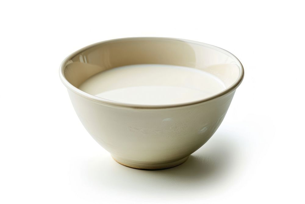 Bowl of milk porcelain drink white.