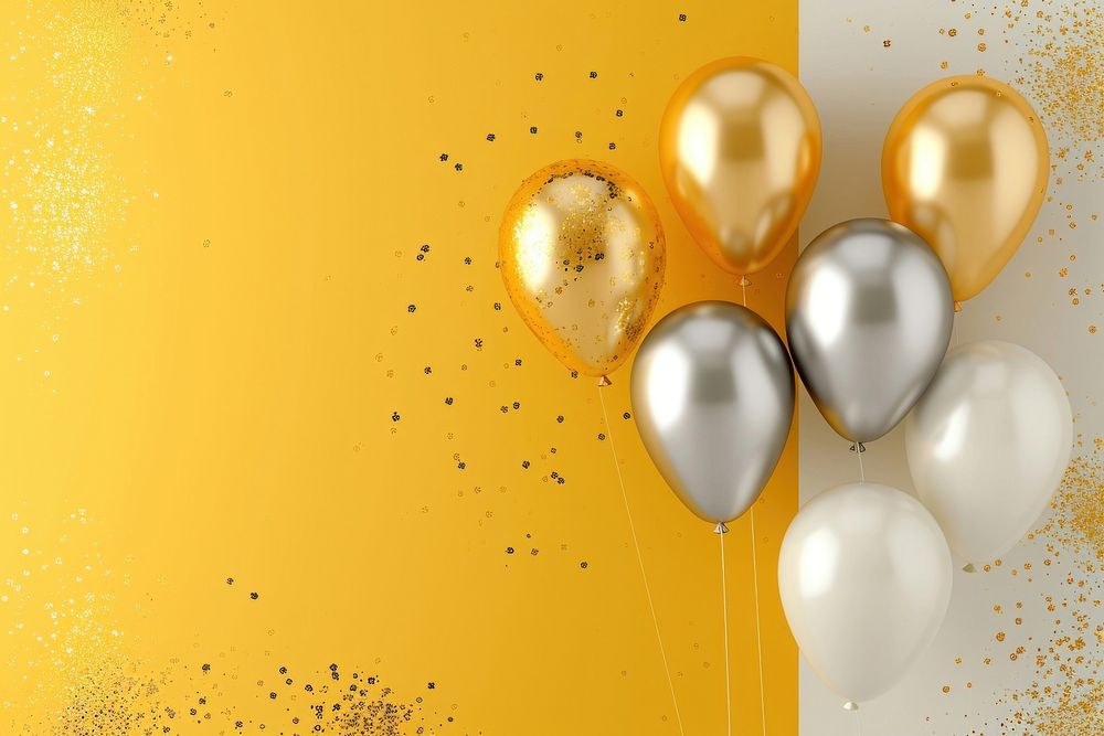 Gold and silver balloon backgrounds celebration anniversary.