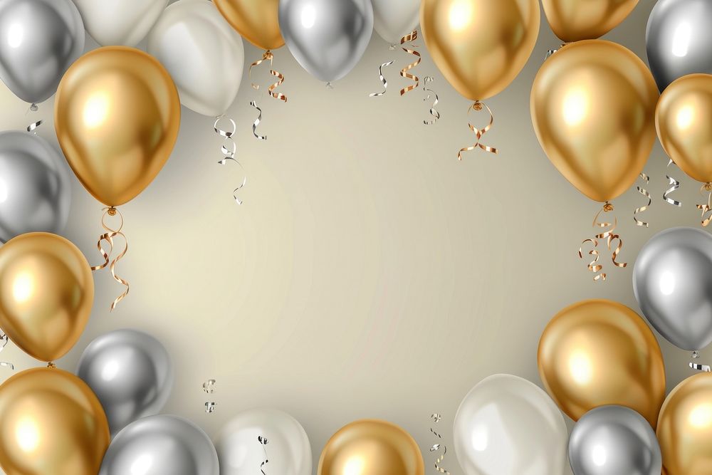 Gold and silver balloon backgrounds celebration anniversary.