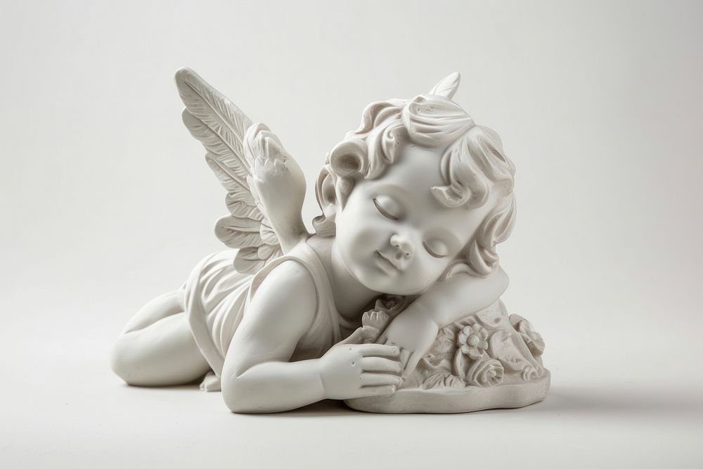 Baby angel guardian statue sculpture white art.