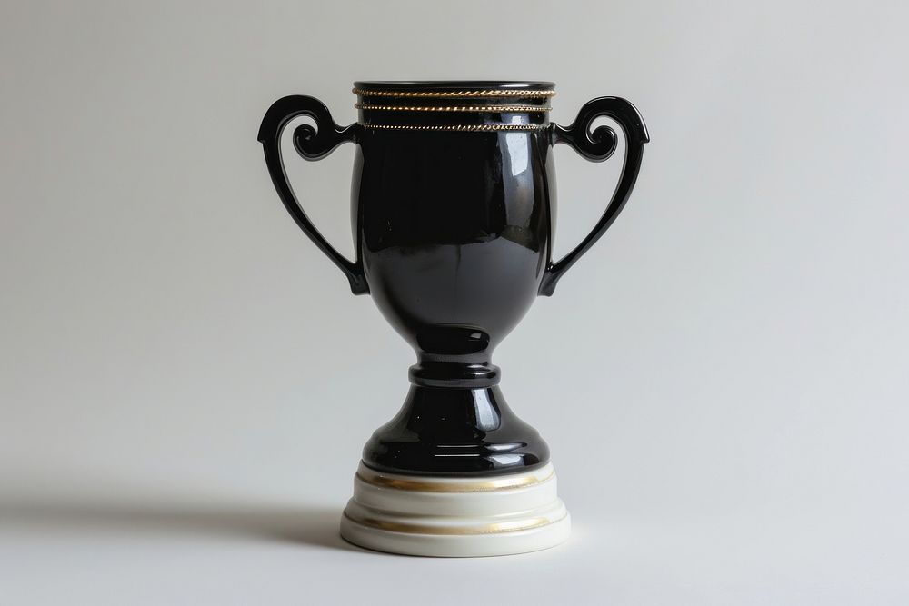 Black trophy achievement refreshment drinkware.