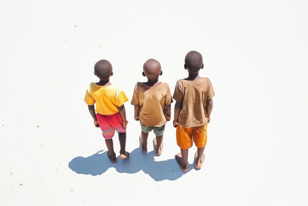 Smiling African kids walking child white background.