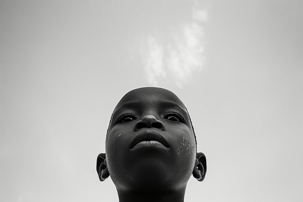 African kid photography portrait monochrome.