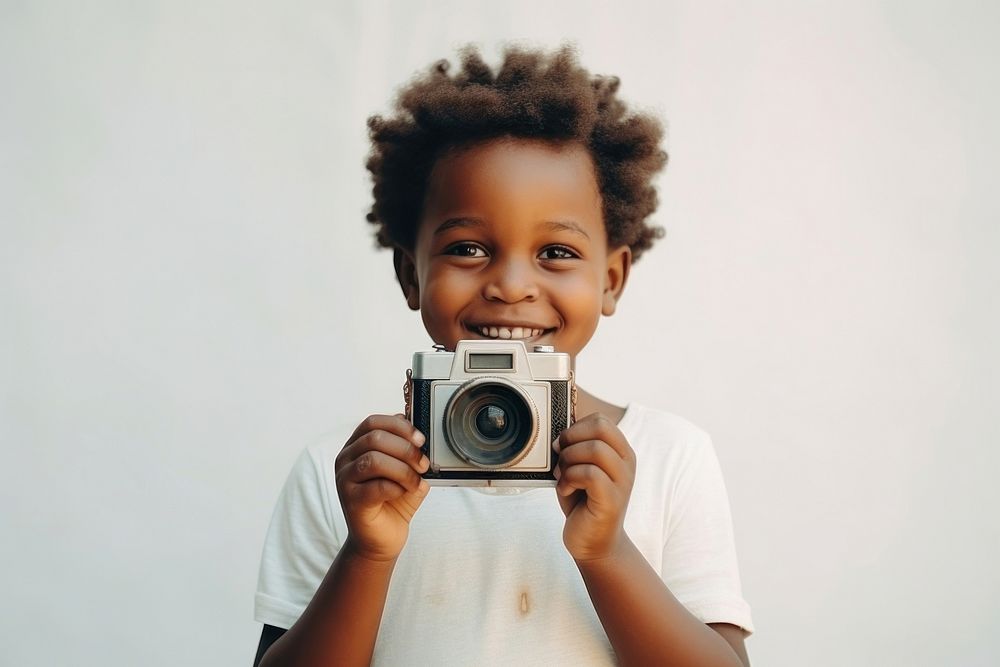 Smiling African kids photography portrait camera.