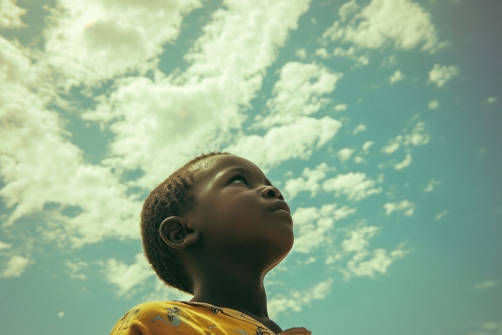 African kid photography portrait outdoors.